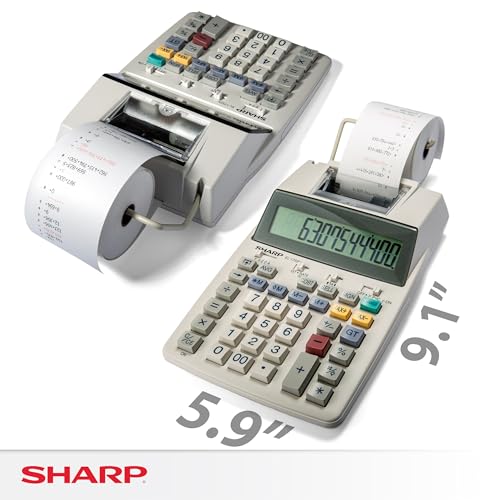 Sharp EL-1750V Two-Color Printing Calculator 2 Lines/Sec 3" Black/Red - color: Off-White
