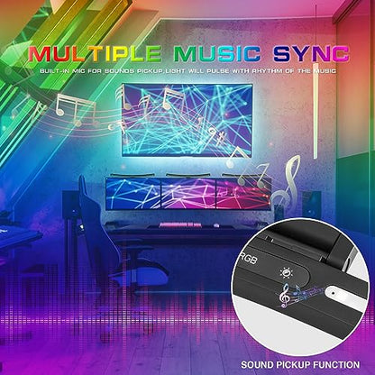 Curved Monitor Light Bar with RGB Backlight, 3 Color Temperature and Stepless Dimming, Music Sync LED Screen Strip with Touch Control Buttons for Computer Screens