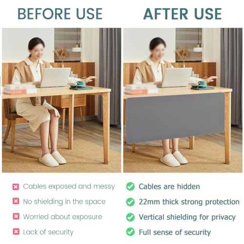 JYHHCYS Felt Board Modesty Panel for Desk, 20 30 40 50 60 Inch Customizable Clamp On Desk Privacy, Sound Absorbing Cubicle Desk Divider for Above Or Below Desktop
