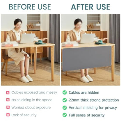 JYHHCYS Felt Board Modesty Panel for Desk, 20 30 40 50 60 Inch Customizable Clamp On Desk Privacy, Sound Absorbing Cubicle Desk Divider for Above Or Below Desktop