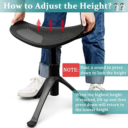 Lilithye Footrest for Desk Adjustable Height 2-in-1 Function Rotatable Ergonomic Under Desk Footrest Ottoman Stool Rolling Leg Rest for Home Office (Black) - color: 1-black
