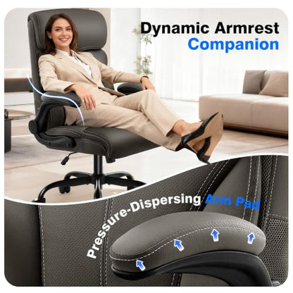 AreShark Leather Office Chair - Executive High Back Ergonomic Desk Chairs | Breathable Computer Chair with Lumbar Support & Rock Function, Rolling Swivel Seat for Working, Studying, Gaming & Relaxing - color: Dark Brown