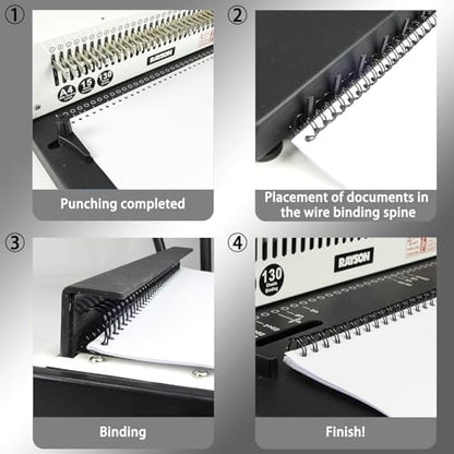 Rayson Wire Binding Spines, 3:1 Pitch, 32-Loop Black, Small Sizes, 96 Pack | Includes 24 pcs each: 1/4", 5/16", 3/8" and 7/16"; ideal for Letter-size reports, manuals and presentations. - size: Multi-Size (1/4", 5/16", 3/8", 7/16")