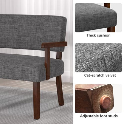 FAGAGA Accent Chair 2 Seat, Upholstered Reading Leisure Chair, Bench with Solid Wood Frame (Gray) - color: Grey, size: Bench