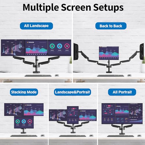 Triple Monitor Desk Mount for Computer Screens up to 32" | Holds up to 19.8 lbs Each, 3 Monitor Arm, Heavy Duty Stand Vesa Mount 75x75, 100x100 - size: Triple