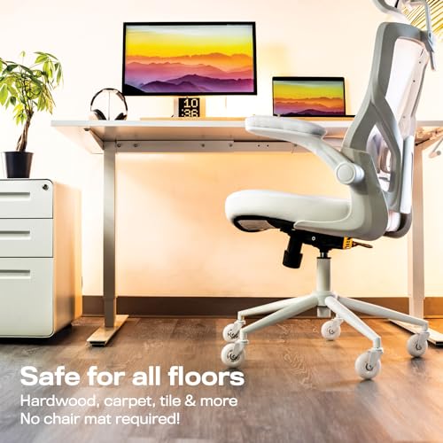 The Office Oasis Original Roller Style Office Chair Wheels (As Seen On PBS) - Smooth & Quiet Casters - Safe for Hardwood Floors & Carpet - Easy Install with Universal Fit - Set of 5 - White - color: white