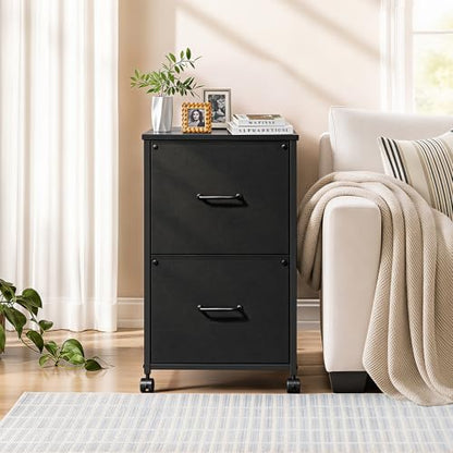 DEVAISE 2 Drawer Mobile File Cabinet, Rolling Printer Stand - color: Black, size: 15.7''D×15.4''W×26.8''H