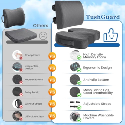 Back&Seat Cushion, Chair Cushions, Lumbar Back Support Pillow, Grey/Large - color: Grey, size: Large