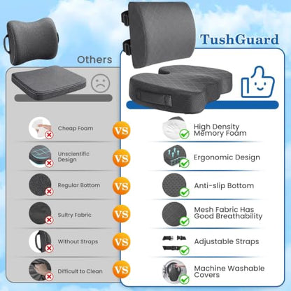 Back&Seat Cushion, Chair Cushions, Lumbar Back Support Pillow, Grey/Large - color: Grey, size: Large