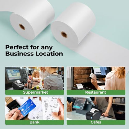 MUNBYN Thermal Paper 3 1/8 x 230ft, 50 Rolls Receipt Paper Work for Star Micronics TSP100 TSP143 Epson 80mm Receipt Printer Square POS Register, 80mm Thermal Receipt Papers, BPA Free, Plus Version - size: 3 1/8" x 230', style: 50 Rolls