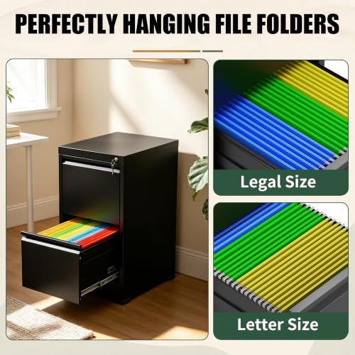2 Drawer File Cabinet for Home Office, Vertical Filing Cabinet - color: Black, size: 28.8"H - 2 Drawer