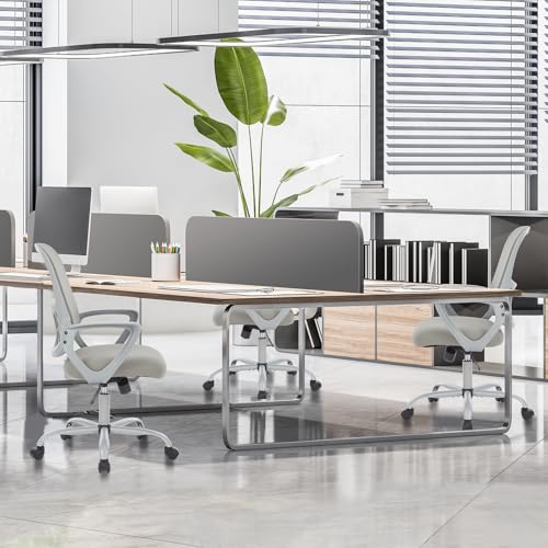 Sweetcrispy Executive Home Office Chair, Mesh Office Chair, Grey - color: Grey, size: 18.5"D&Fixed Arm-Plus