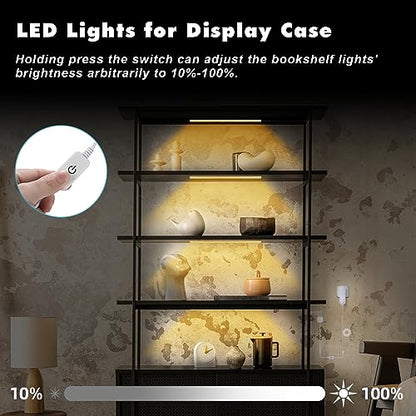 JUSJUBR 4PCS x 12inch Display Cabinet Lights Warm White, Dimmable LED Shelf Lighting with Memory Function, Bookshelf Lighting, LED Lights for Display Case/Pantry/Closet/Safe, 3000K - color: Silver Shell-Warm White 3000K