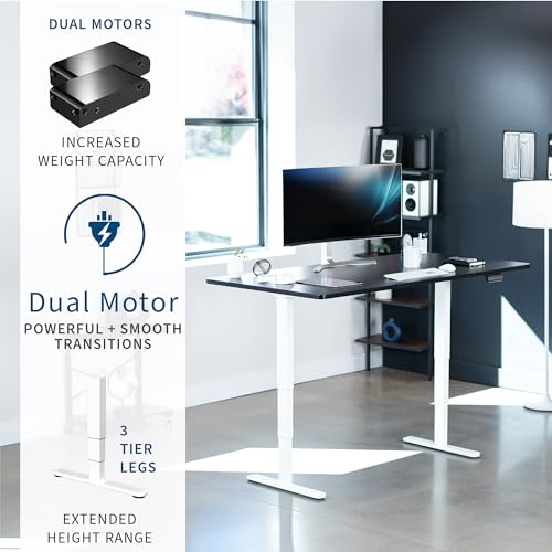 VIVO Black 71 x 36 in Standing Desk, DESK-KIT-2W7B-36 - color: Black Top / White Frame, size: 71 x 36