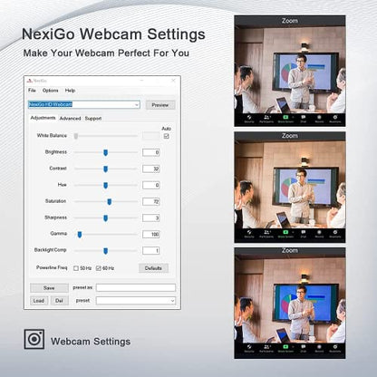 NexiGo N980P 1080P 60FPS Webcam with Microphone and Software Control, USB Computer Camera, Built-in Dual Noise Reduction Mics, 120° Wide-Angle for Zoom/Skype/FaceTime/Teams, PC Mac Laptop Desktop - color: black