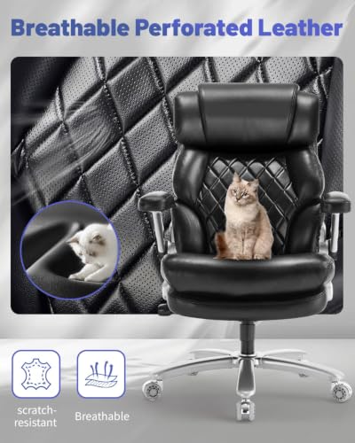 800LBS Big and Tall Office Chair for Heavy People, Heavy Duty Executive Chair with High Back, Extra Wide Seat and Adjustable Lumbar, Large Computer Desk Chair Comfortable for Home Office - color: Black-1
