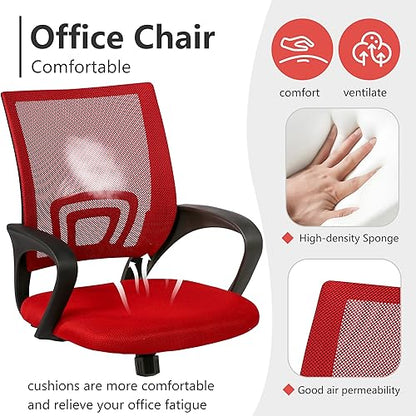 PayLessHere Office Computer Chair Ergonomic Cheap Desk Chair Adjustable Comfortable Mid Back Task Rolling Swivel with Lumbar Support for Home Office Desk, Red - color: Red, style: pack of 1