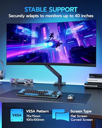 ARES WING 17-40 Inch Heavy Duty Monitor Arm with USB, Black - color: Black, style: With USB