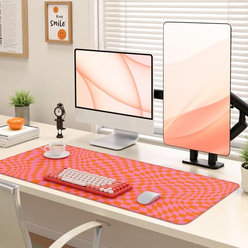 iCasso XXL Large Mouse Pad for Desk, Orange Checkered - color: Orange Checkered
