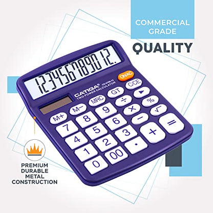 Desktop Calculator 12 Digit with Large LCD Display and Sensitive Button, Solar and Battery Dual Power, Standard Function for Office, Home, School, CD-2786 (Purple) - color: Purple