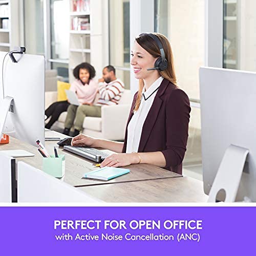 Logitech Zone Wireless Certified Microsoft Teams Bluetooth Headset | Active noise cancellation, Qi charging, Teams and Zoom certified, leatherette ear pads