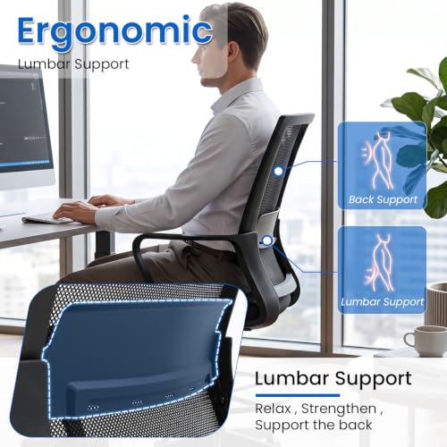 BestOffice Drafting Chair Tall Office Chair Adjustable Swivel Rolling Mesh Height with Lumbar Support Arms Footrest Mid Back for Adults Standing Desk Drafting Stool(Dark Black) - color: Dark Black