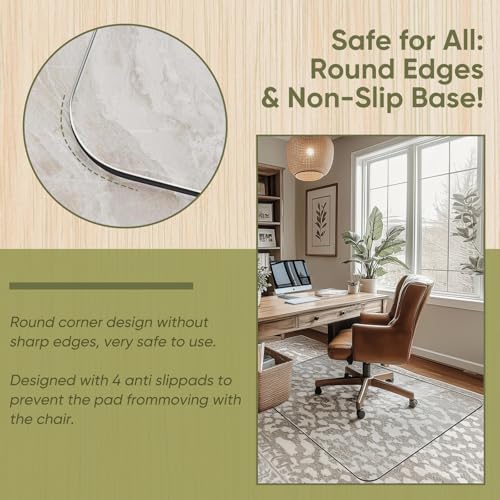 Office Chair Mat for Carpet & Hardwood, Upgraded 29" x 42" Dual Use Tempered Glass Chair Mat for Chair and Footrest Under Desk - size: 29"x42"