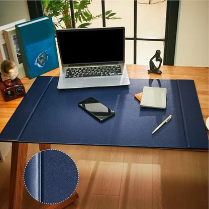 Leather Desk Pad Protector with Side Rails, Blue, 30 x 18 Inch - color: Blue, size: 18" x 30"