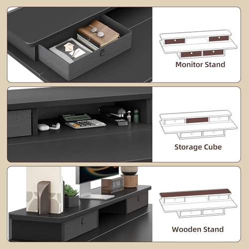 TIQLAB Standing Desk with Two Drawers, Stand Up Standing Desk Adjustable Height, Electric Sit Stand Table with Storage Shelf and Splice Board, 63 * 24 inch, Black - color: Black, size: 63*24 inch without keyboard tray