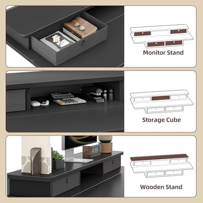 TIQLAB Standing Desk with Two Drawers, Stand Up Standing Desk Adjustable Height, Electric Sit Stand Table with Storage Shelf and Splice Board, 63 * 24 inch, Black - color: Black, size: 63*24 inch without keyboard tray