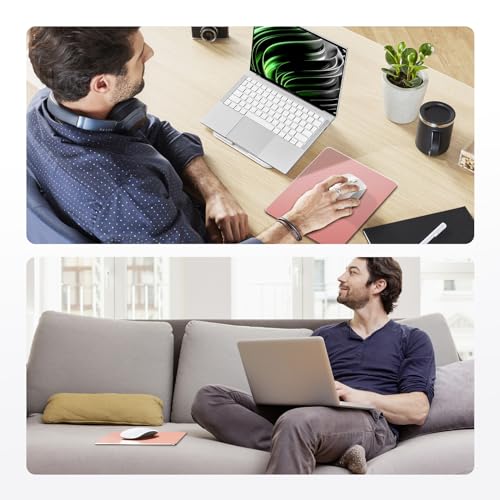 HONKID Metal Aluminum Mouse Pad Pink, Office and Gaming Thin Hard Mouse Mat Double Sided Waterproof Fast and Accurate Control Mousepad for Laptop, Computer and PC,9.06"x7.08",Rose Gold - color: Rose gold, size: 9.1L x 7.1W inches
