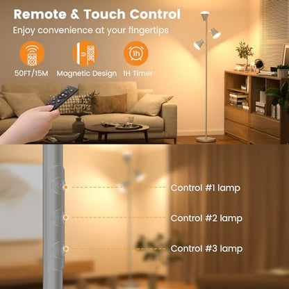 SIBRILLE 36W LED Tree Floor Lamp with Remote for Living Room Bedroom - color: Silver Gray