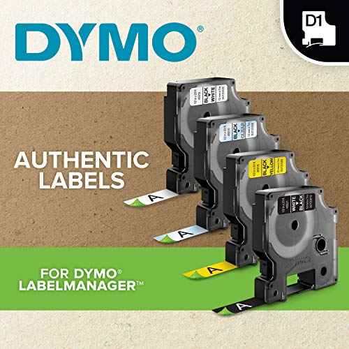 DYMO Authentic D1 Labels 1/2-Inch x 23-Foot Roll Black Print on White Self-Adhesive For LabelManager Label Makers 2-Pack - size: 2 Pack