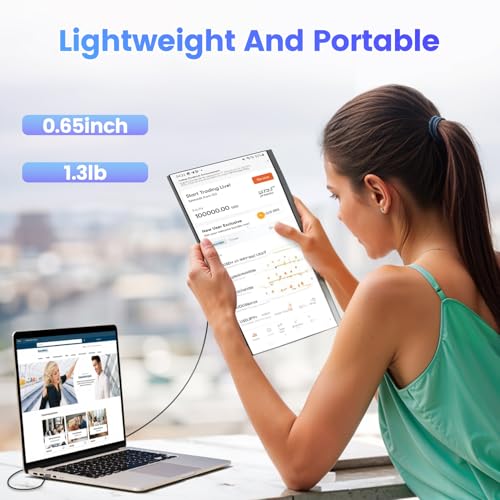 Teamgee 15.6" Laptop Screen Extender, Slim & Lightweight Portable Monitor for Laptop, Full HD IPS, 360° Rotating Stand, Detachable, USB-C Plug & Play, RGB Lighting, Thin Bezels - size: Screen 15.6