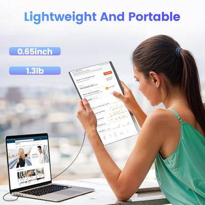 Teamgee 15.6" Laptop Screen Extender, Slim & Lightweight Portable Monitor for Laptop, Full HD IPS, 360° Rotating Stand, Detachable, USB-C Plug & Play, RGB Lighting, Thin Bezels - size: Screen 15.6