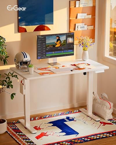 ErGear Height Adjustable Electric Standing Desk, 32 x 19 Inches Sit Stand up Desk with Memory Presets, Computer Home Office Desk, White - color: White, size: 32 X 19 Inches