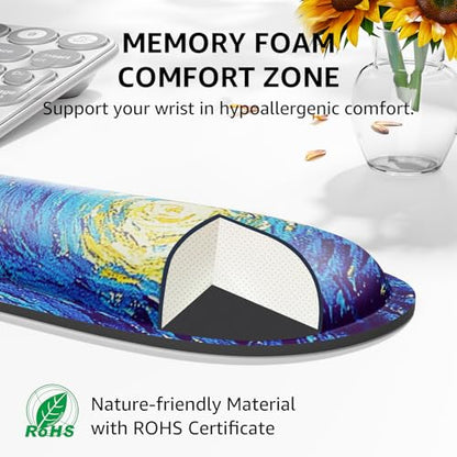 KTRIO Keyboard Wrist Rest & Mouse Pad with Wrist Rest, Starry Night | Memory Foam Wrist Support, Ergonomic Design, Non-Slip Base, Office and Home Use - color: Starry Night
