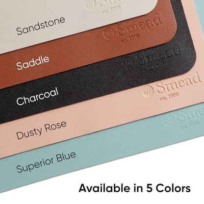 Smead Vegan Leather Desk Pad Mat, Office Desk Mat, Small, Saddle Brown | Waterproof desk pad protector, writing mat and desk blotter. Non-slip suede grips under a laptop, keyboard and mouse. - color: Saddle Brown, size: 13.7" x 23.6"
