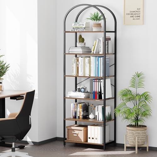 Homhedy 6-Tier Arched Bookshelf, Display Racks, Tall Book Shelf, 73.6" H - size: 6 Tier -23.6"W