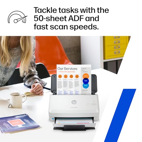 HP ScanJet Pro 2000 s2, Fast 2‑Sided Scanner with Auto Document Feeder, Best for Small Business (6FW06A)