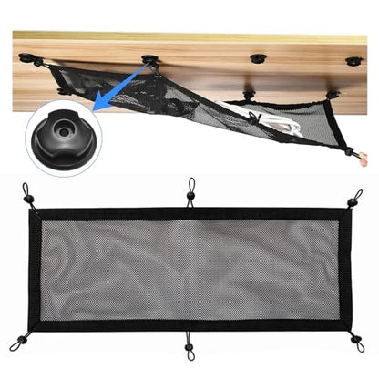 Cable Management Net Under Desk, Privacy Mesh Cable Manager, Workstation Wire Organizer, Flexible Under Desk Cord Management for Home, Office, 27×10 Inches, Black