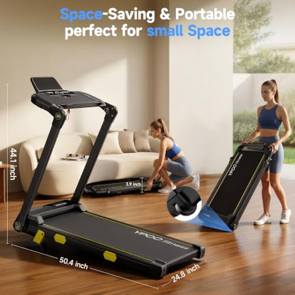 YPOO 13% Incline Walking Pad Treadmill Handle Bar Desk App Portable