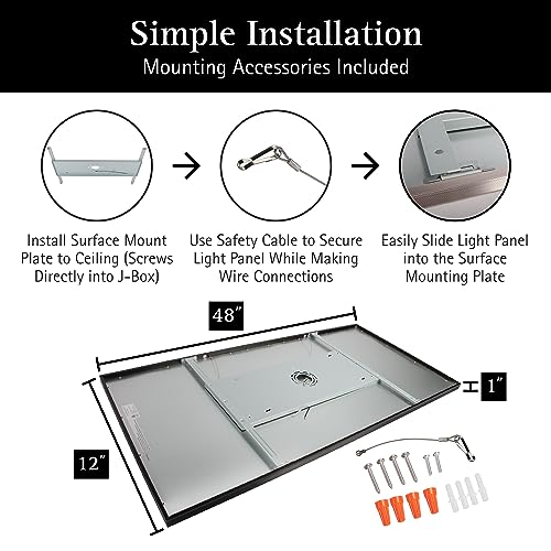 UltraLux 2x4 Surface Mount LED Panel TRIAC Dimmable 3CCT Matte Black 1Pk | 4000 lumens, 120-degree beam, CRI>80, aluminum build, damp-rated, fits junction boxes, over 50,000 hours, 5-year warranty - color: Matte Black, size: 2X4 (1 Pack)