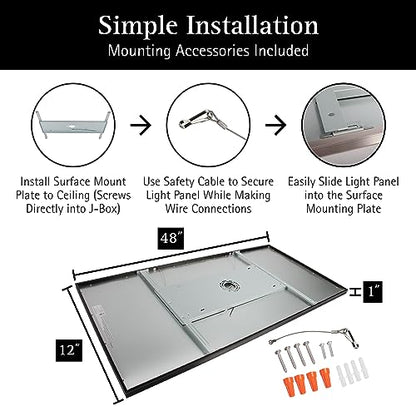 UltraLux 2x4 Surface Mount LED Panel TRIAC Dimmable 3CCT Matte Black 1Pk | 4000 lumens, 120-degree beam, CRI>80, aluminum build, damp-rated, fits junction boxes, over 50,000 hours, 5-year warranty - color: Matte Black, size: 2X4 (1 Pack)