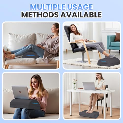 TranquilRelax Foot Rest Under Desk, 3-Height Adjustable Foot Stool, Gray - color: Gray, size: X-Large
