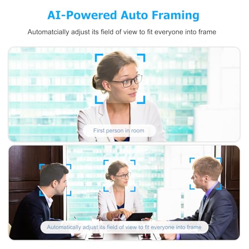 Conference Room Camera, All-in-One 4K Webcam with Microphone and Speaker, AI Tracking and Auto Framing, Wide Angle of View, Plug and Play USB Webcam for PC, Mac, Meetings, Teams, Zoom & Webex (White) - color: White