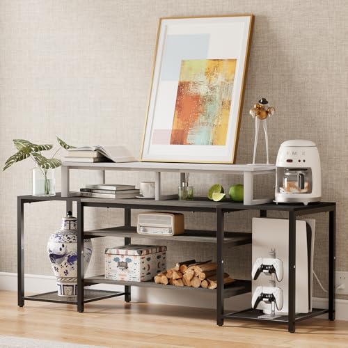 aboxoo 45" TV Riser for 32-60 inch TV, TV Shelf with Steel Legs - color: White, size: 45 inch