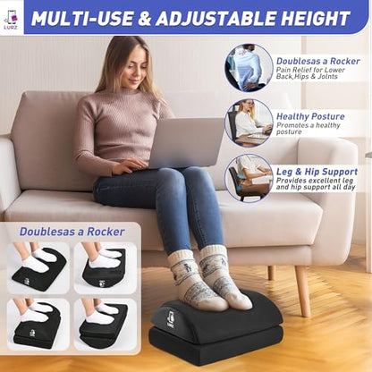 Ergonomic Foot Rest Under Desk for Office Desk Accessories – Adjustable Height Memory Foam Foot Stool Under Desk for Home Office Chair & Gaming Chair – for Back & Hip Pain Relief