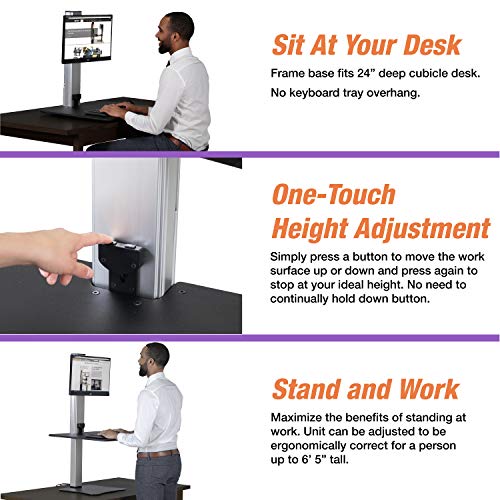 Victor High Rise Electric Sit-Stand Standing Desk Converter with Single Monitor Stand - Height Adjustable Office Desk Workstation for Home, 28" x 23" Work Surface, Black - size: Single Monitor