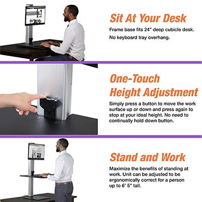 Victor High Rise Electric Sit-Stand Standing Desk Converter with Single Monitor Stand - Height Adjustable Office Desk Workstation for Home, 28" x 23" Work Surface, Black - size: Single Monitor